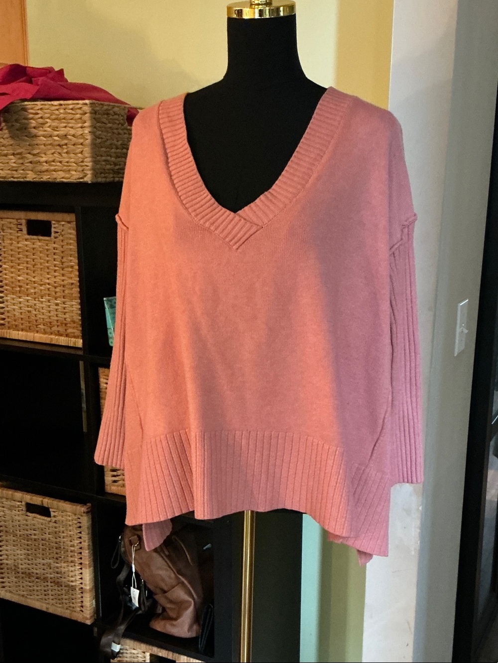 Free People Dusty Rose Orion A-Line Tunic Oversized Sweater
